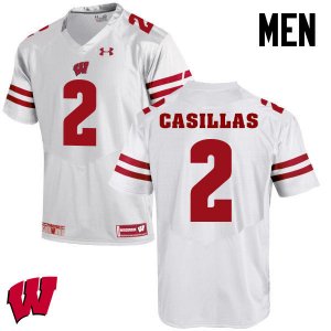 Men's Wisconsin Badgers NCAA #2 Jonathan Casillas White Authentic Under Armour Stitched College Football Jersey TK31L73ZW